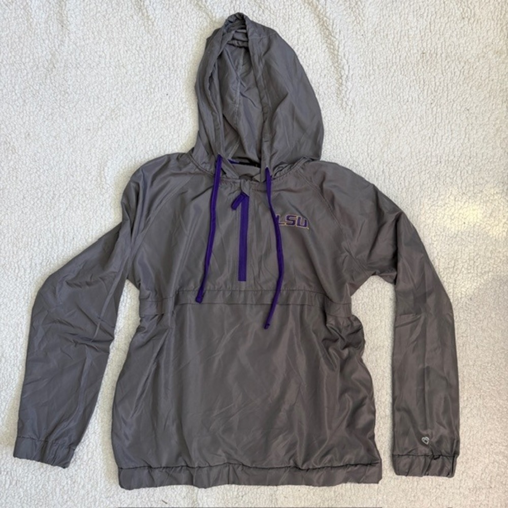 Colosseum LSU Tigers Womens Large Gray Quarter Zip Anorak‎ Windbreaker Jacket L